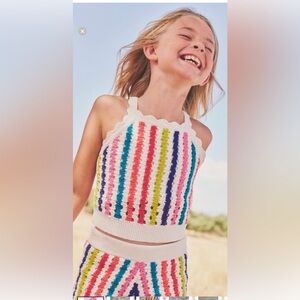 NWT Mini Boden Crochet Stripe Matching Set
